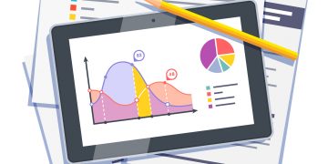 Statistical data abstract on paper and tablet